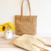 Elena Handbags Patterned Straw Woven Tote Bag