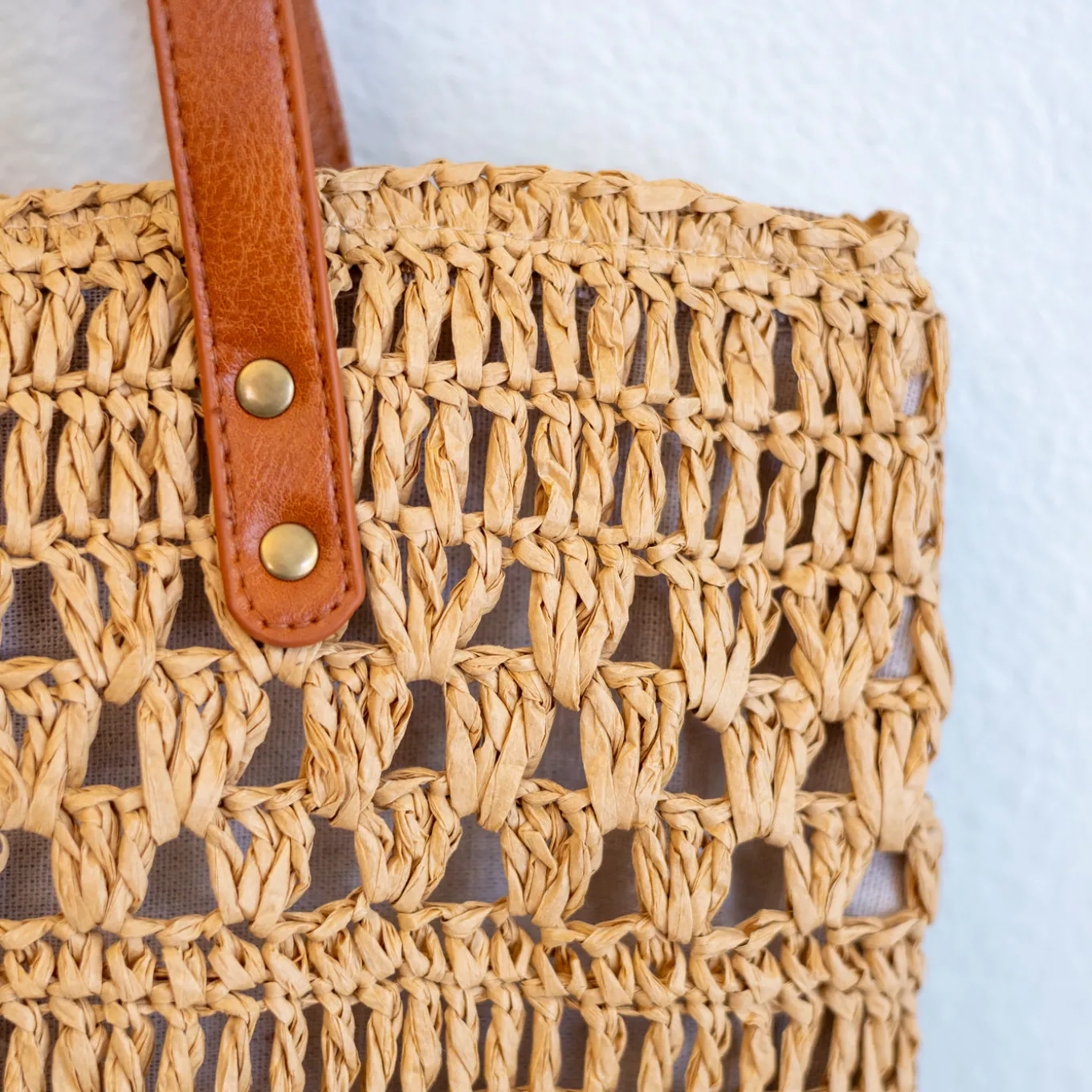Elena Handbags Patterned Straw Woven Tote Bag