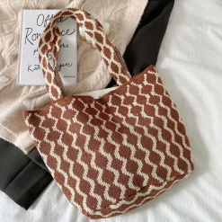 Elena Handbags Patterned Cotton Bag