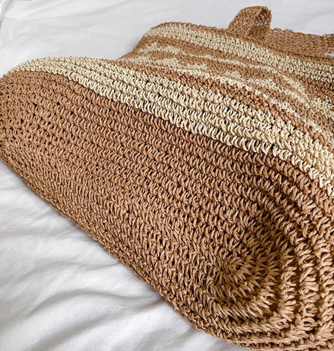 Elena Handbags Patterned Straw Woven Tote Shoulder Bag