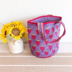 Elena Handbags Raffia Strawberry Summer Beach Shoulder Tote