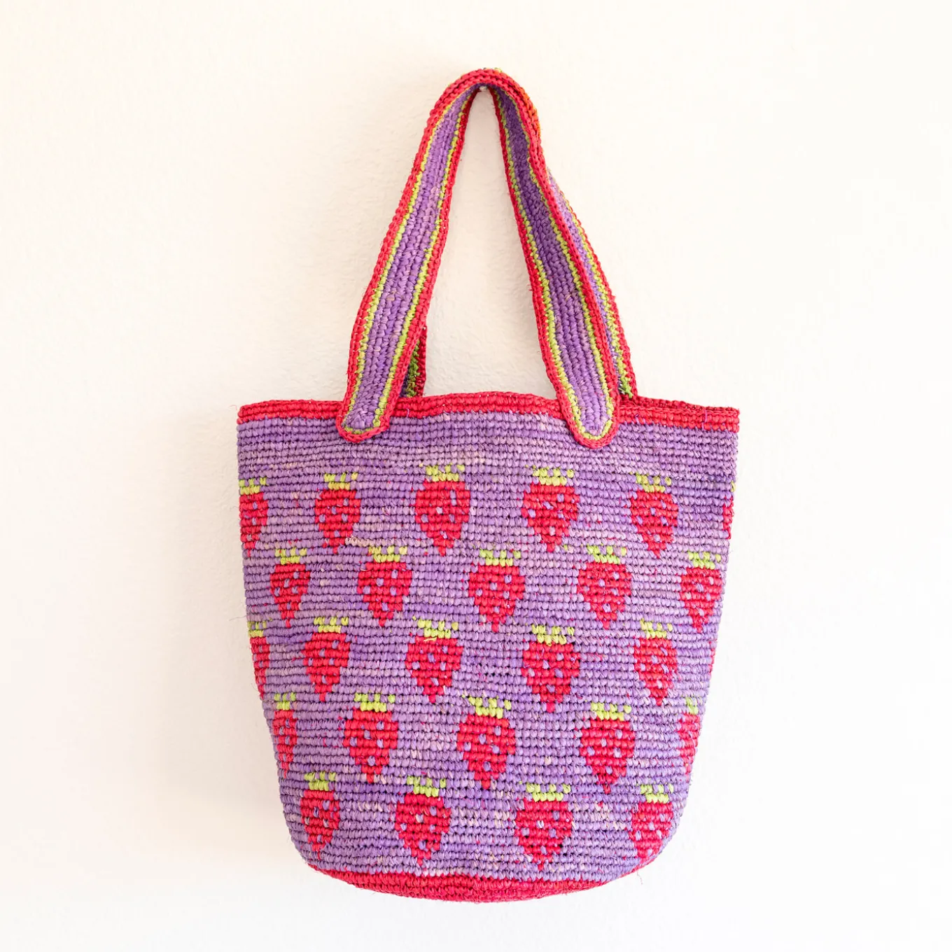 Elena Handbags Raffia Strawberry Summer Beach Shoulder Tote