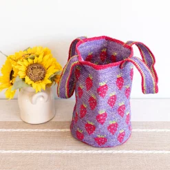 Elena Handbags Raffia Strawberry Summer Beach Shoulder Tote
