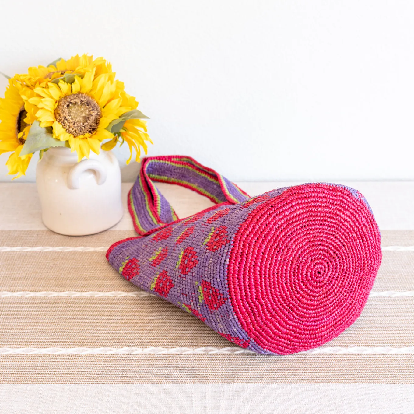 Elena Handbags Raffia Strawberry Summer Beach Shoulder Tote