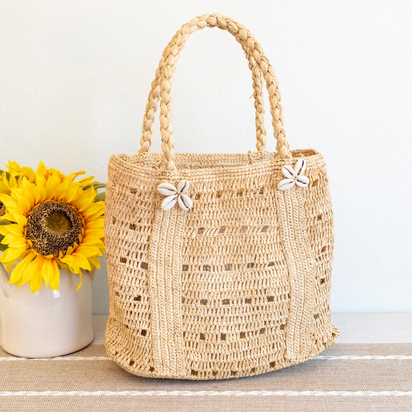 Elena Handbags Raffia Summer Beach Straw Shoulder Bag