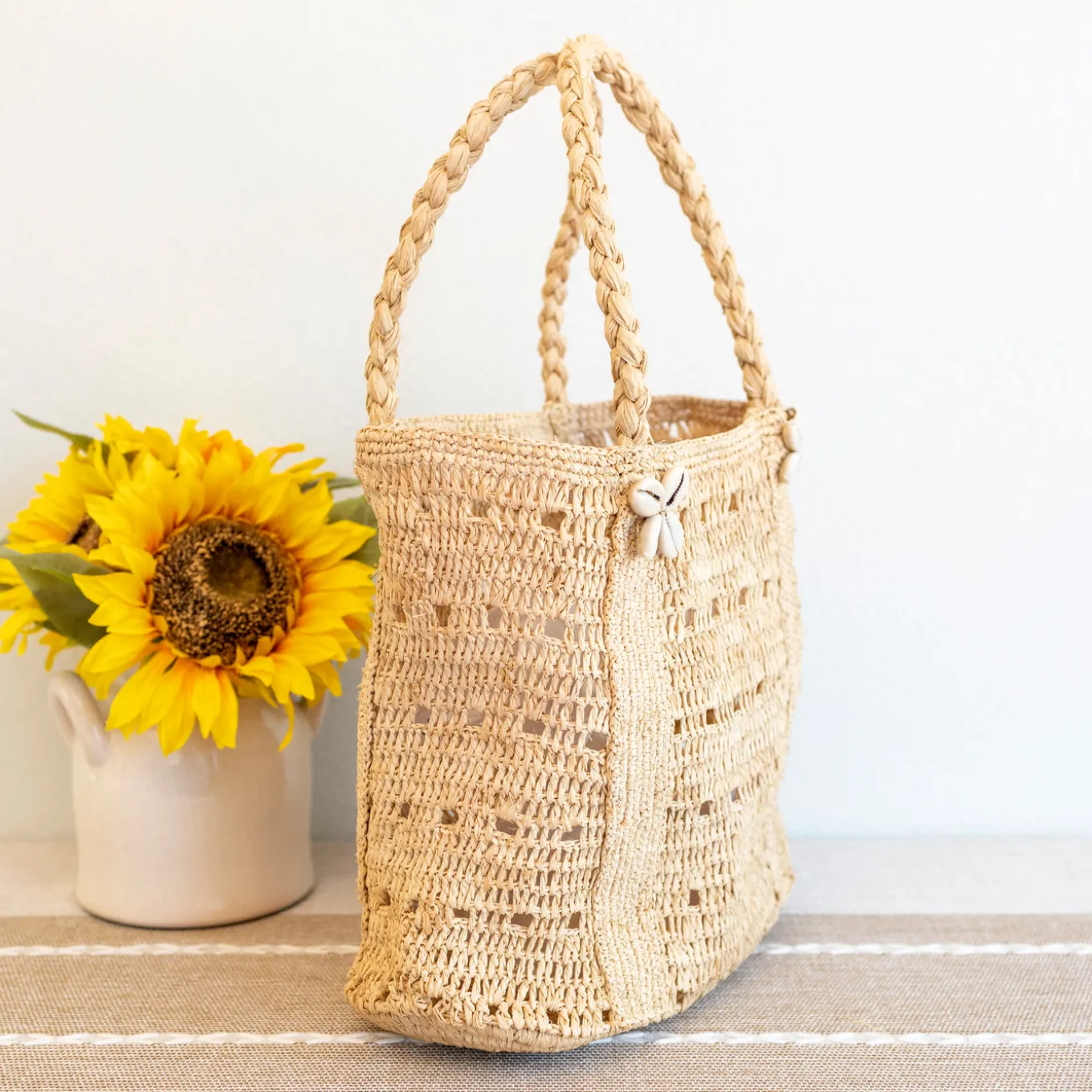 Elena Handbags Raffia Summer Beach Straw Shoulder Bag