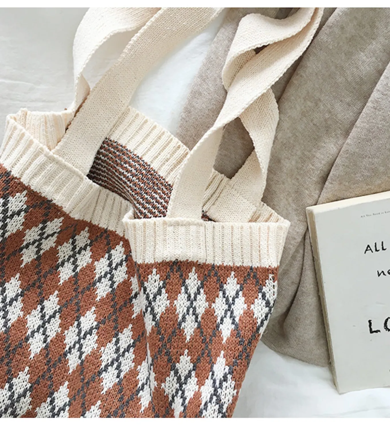 Elena Handbags Retro Argyle Knit Bag