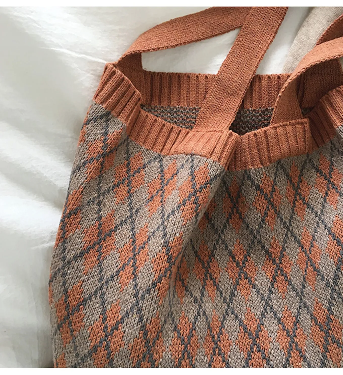 Elena Handbags Retro Argyle Knit Bag