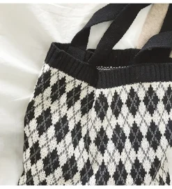 Elena Handbags Retro Argyle Knit Bag