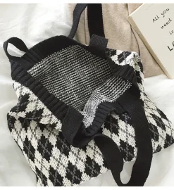 Elena Handbags Retro Argyle Knit Bag