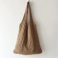 Elena Handbags Retro Artsy Twist Cotton Knitted Shoulder Bag