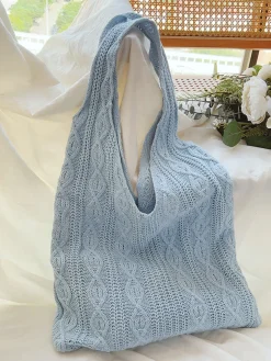 Elena Handbags Retro Artsy Twist Cotton Knitted Shoulder Bag