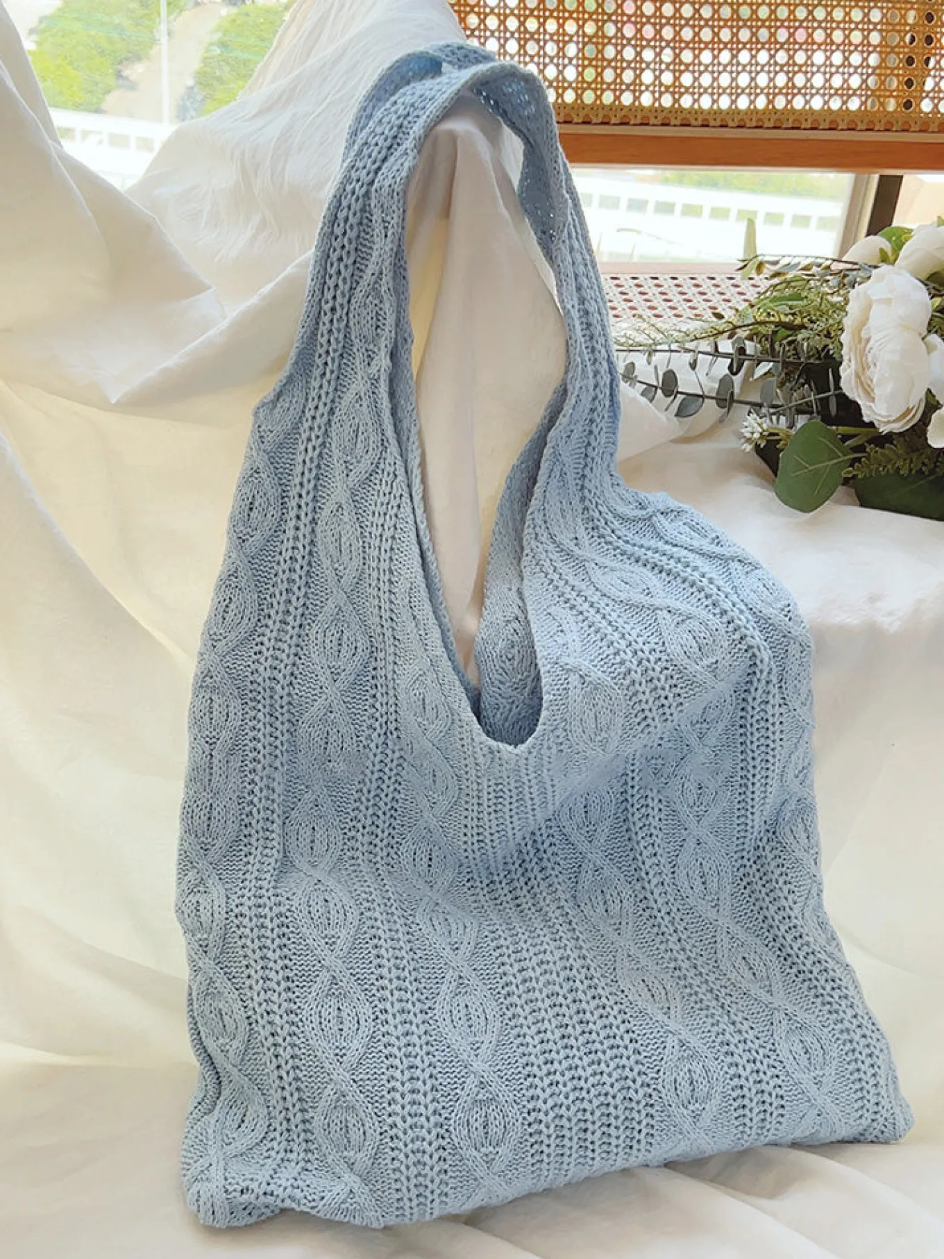 Elena Handbags Retro Artsy Twist Cotton Knitted Shoulder Bag