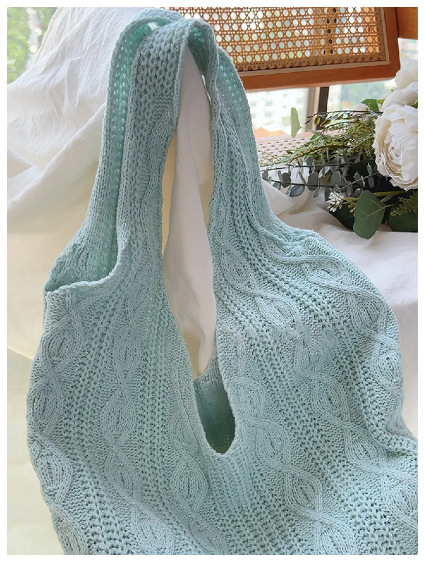 Elena Handbags Retro Artsy Twist Cotton Knitted Shoulder Bag