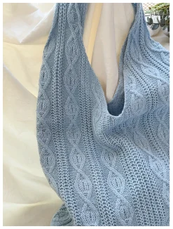 Elena Handbags Retro Artsy Twist Cotton Knitted Shoulder Bag