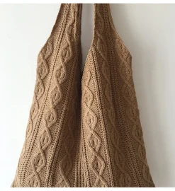 Elena Handbags Retro Artsy Twist Cotton Knitted Shoulder Bag