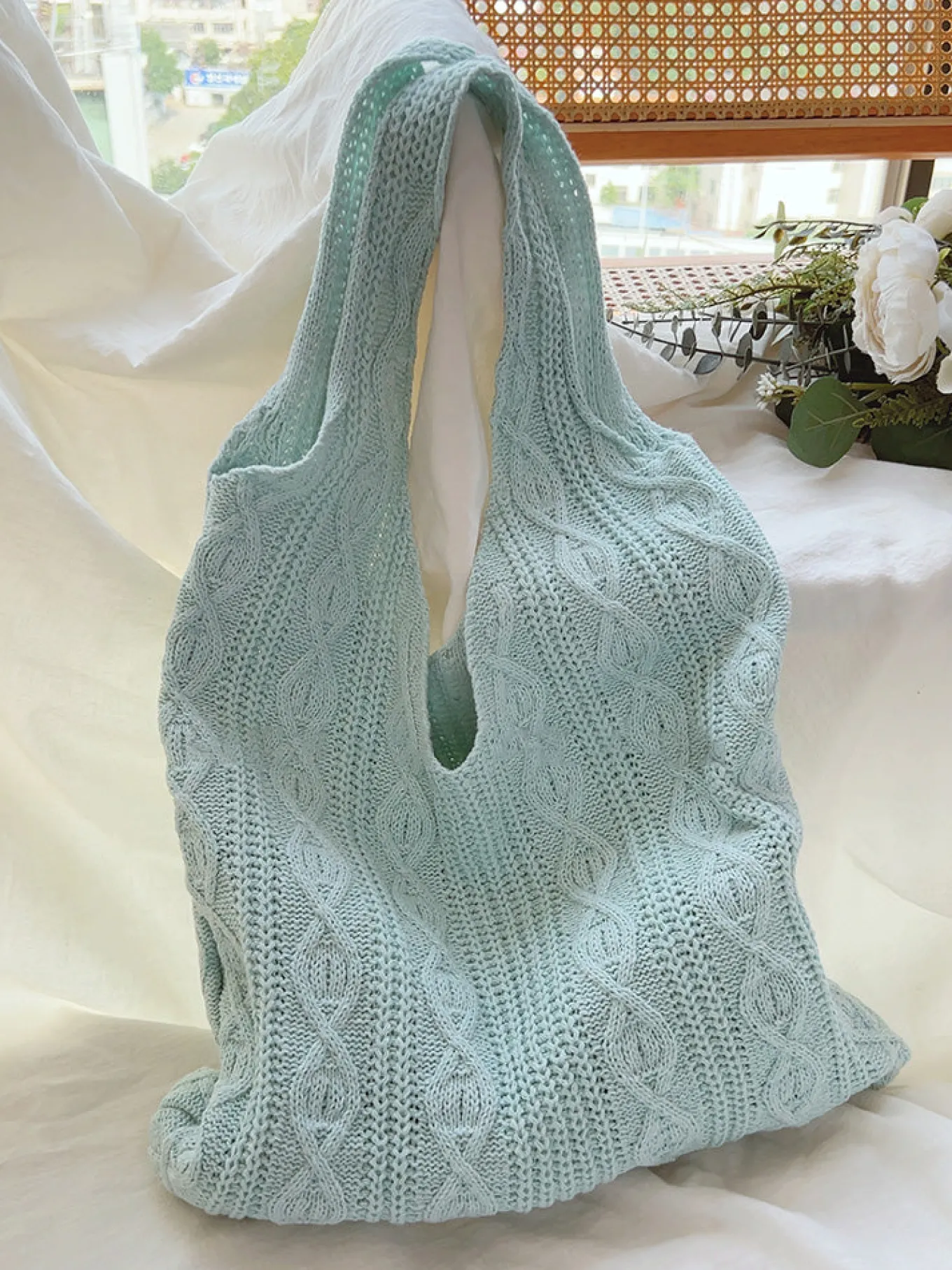 Elena Handbags Retro Artsy Twist Cotton Knitted Shoulder Bag