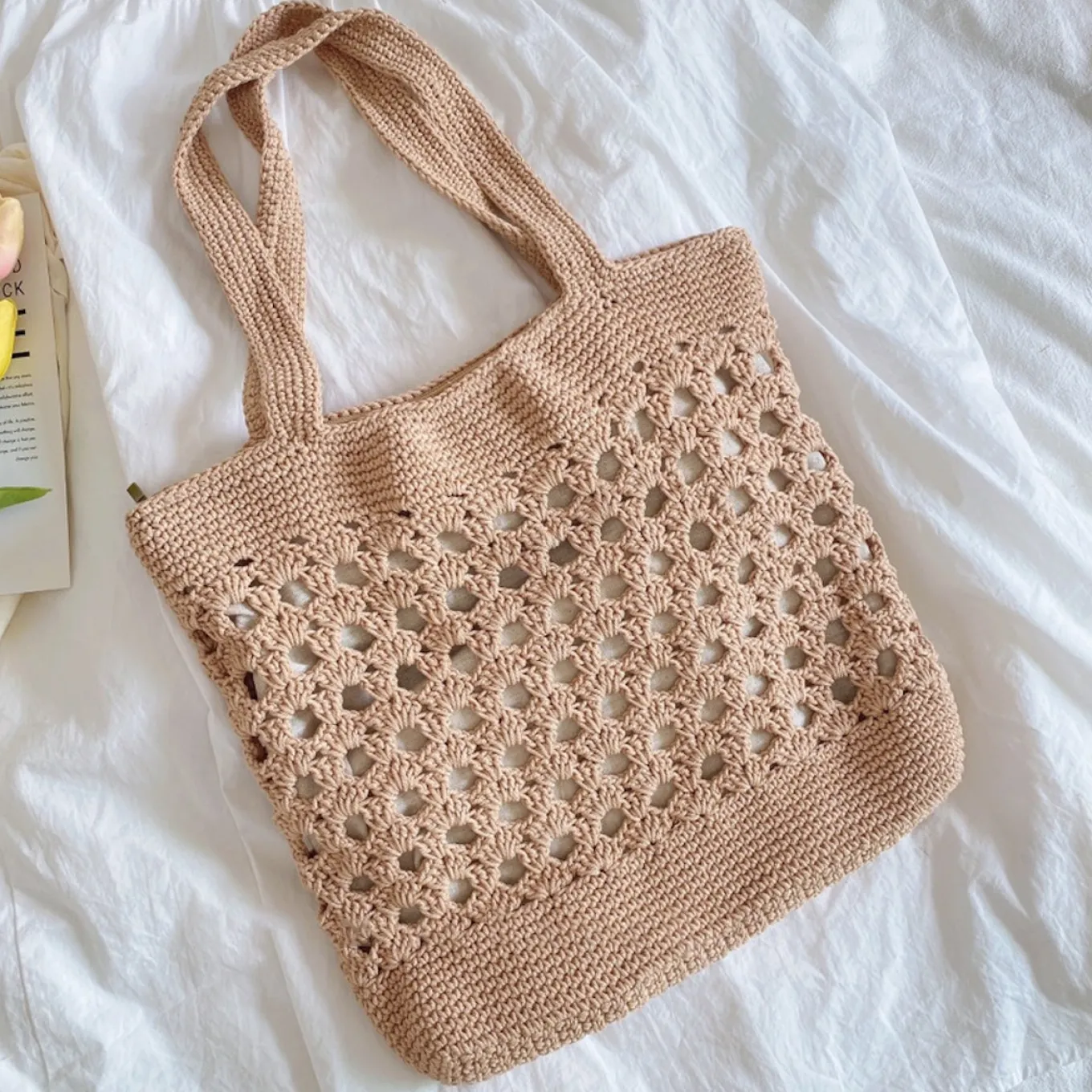 Elena Handbags Retro Artsy Crochet Tote Bag