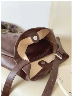 Elena Handbags Retro Bucket Leather Bag