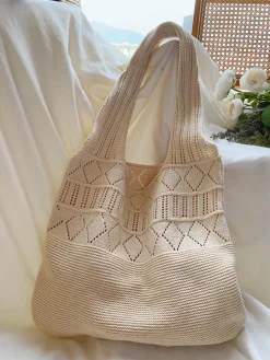 Elena Handbags Retro Cotton Knitted Shoulder Bag