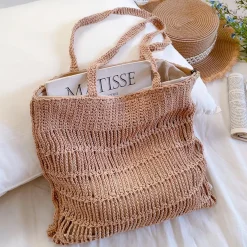 Elena Handbags Retro Cotton Knitted Shoulder Bag Fashion Casual Tote Bag