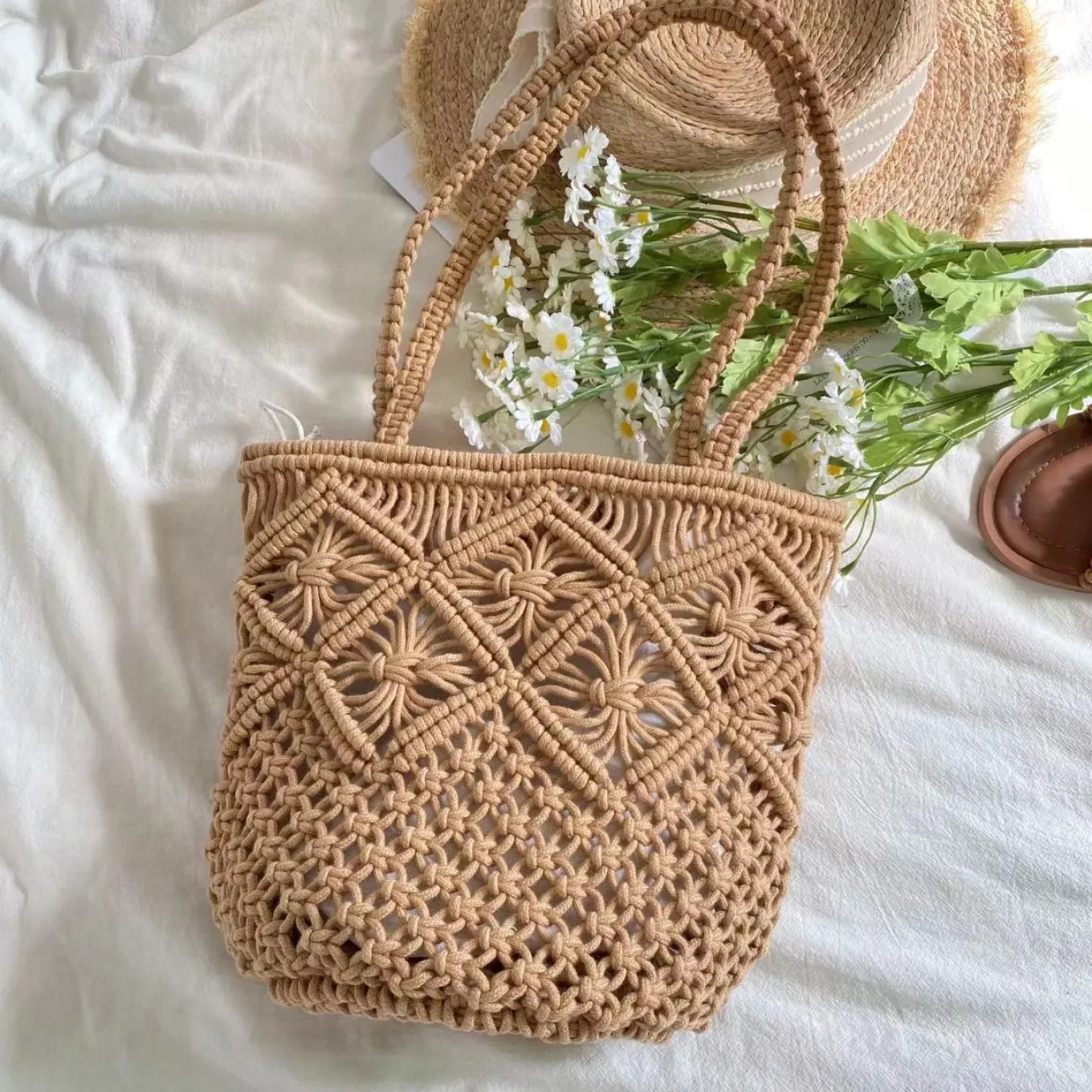 Elena Handbags Retro Cotton Bucket Shoulder Bag