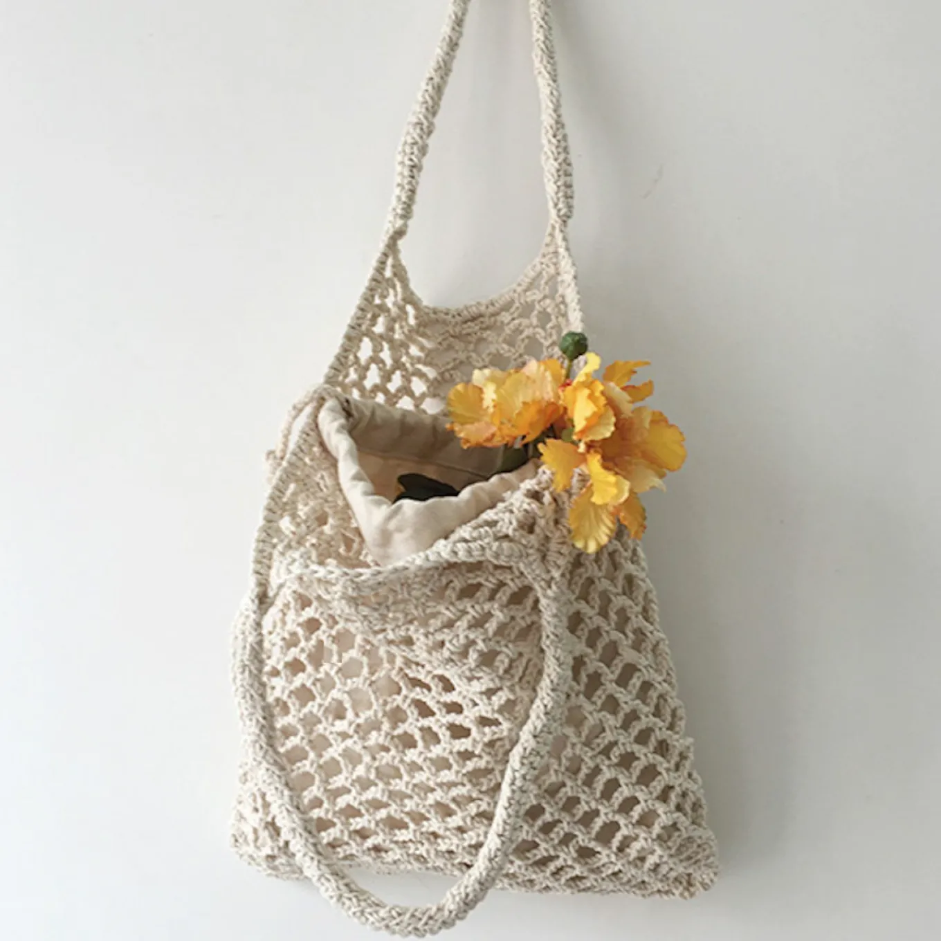 Elena Handbags Retro Cotton Knitted Shoulder Bag