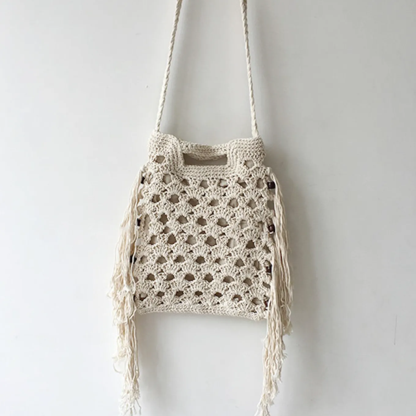 Elena Handbags Retro Cotton Crochet Shoulder Bag