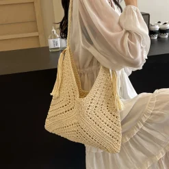 Elena Handbags Retro Cotton Crochet Shoulder Bag