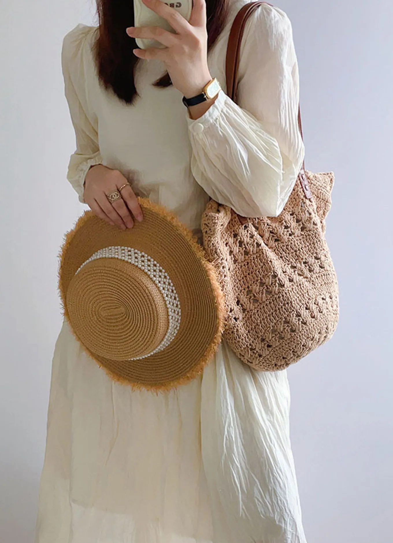 Elena Handbags Retro Cotton Knitted Shoulder Bag