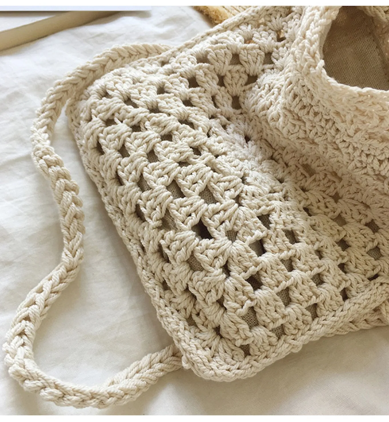 Elena Handbags Retro Cotton Knitted Shoulder Bucket Bag