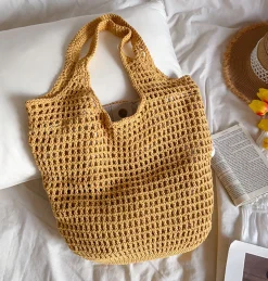 Elena Handbags Retro Cotton Knitted Tote Bag