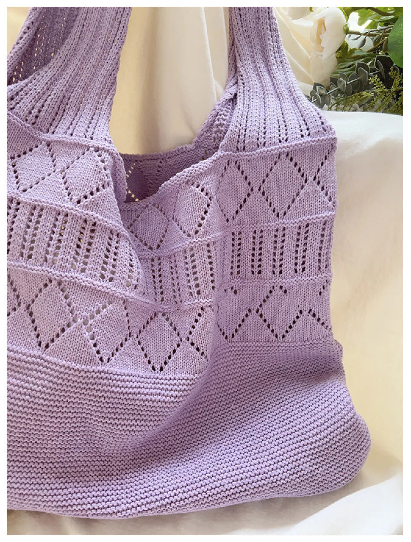 Elena Handbags Retro Cotton Knitted Shoulder Bag