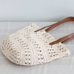 Elena Handbags Retro Cotton Knitted Shoulder Bag