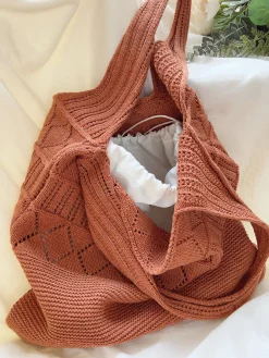 Elena Handbags Retro Cotton Knitted Shoulder Bag
