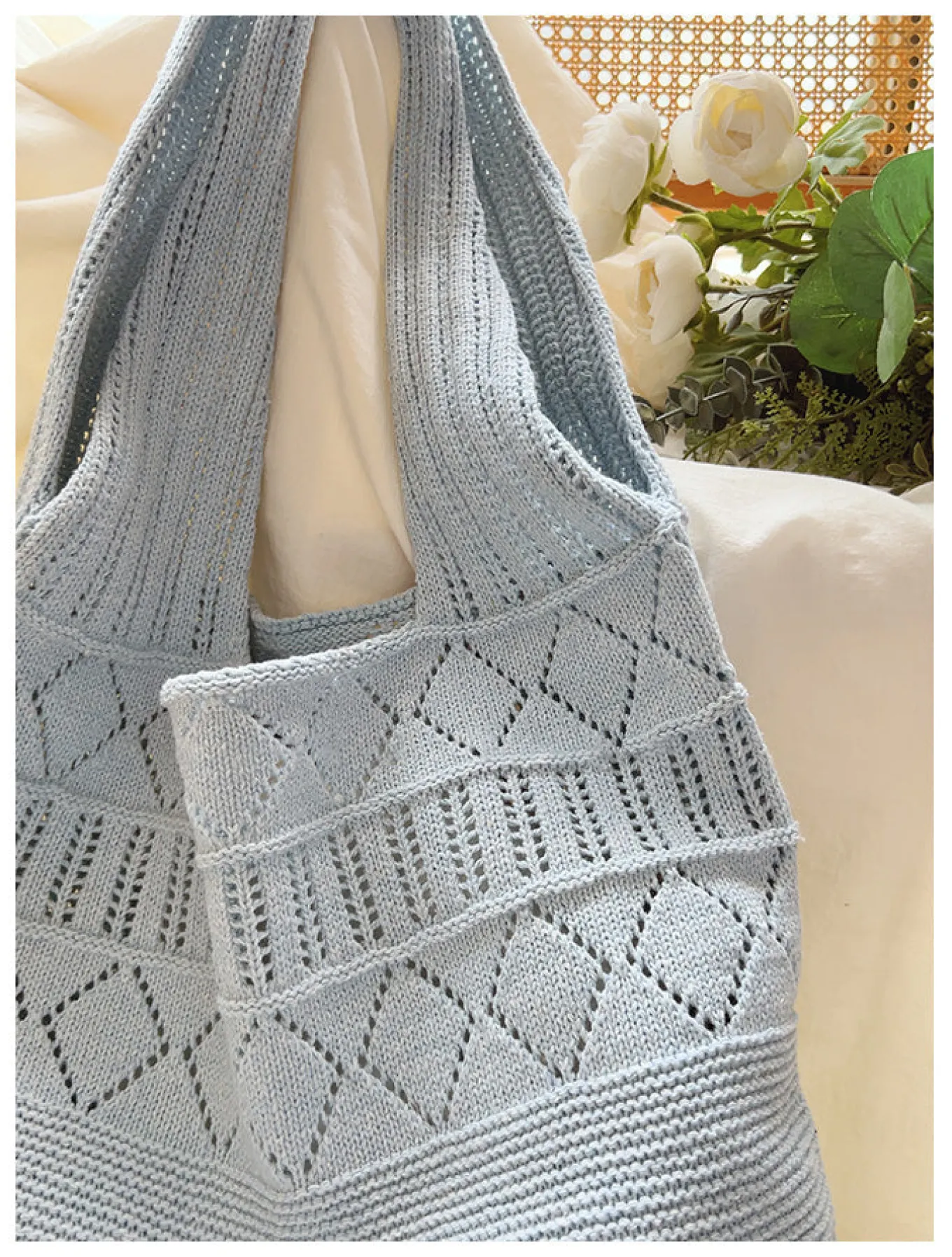 Elena Handbags Retro Cotton Knitted Shoulder Bag