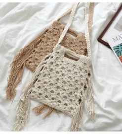 Elena Handbags Retro Cotton Crochet Shoulder Bag