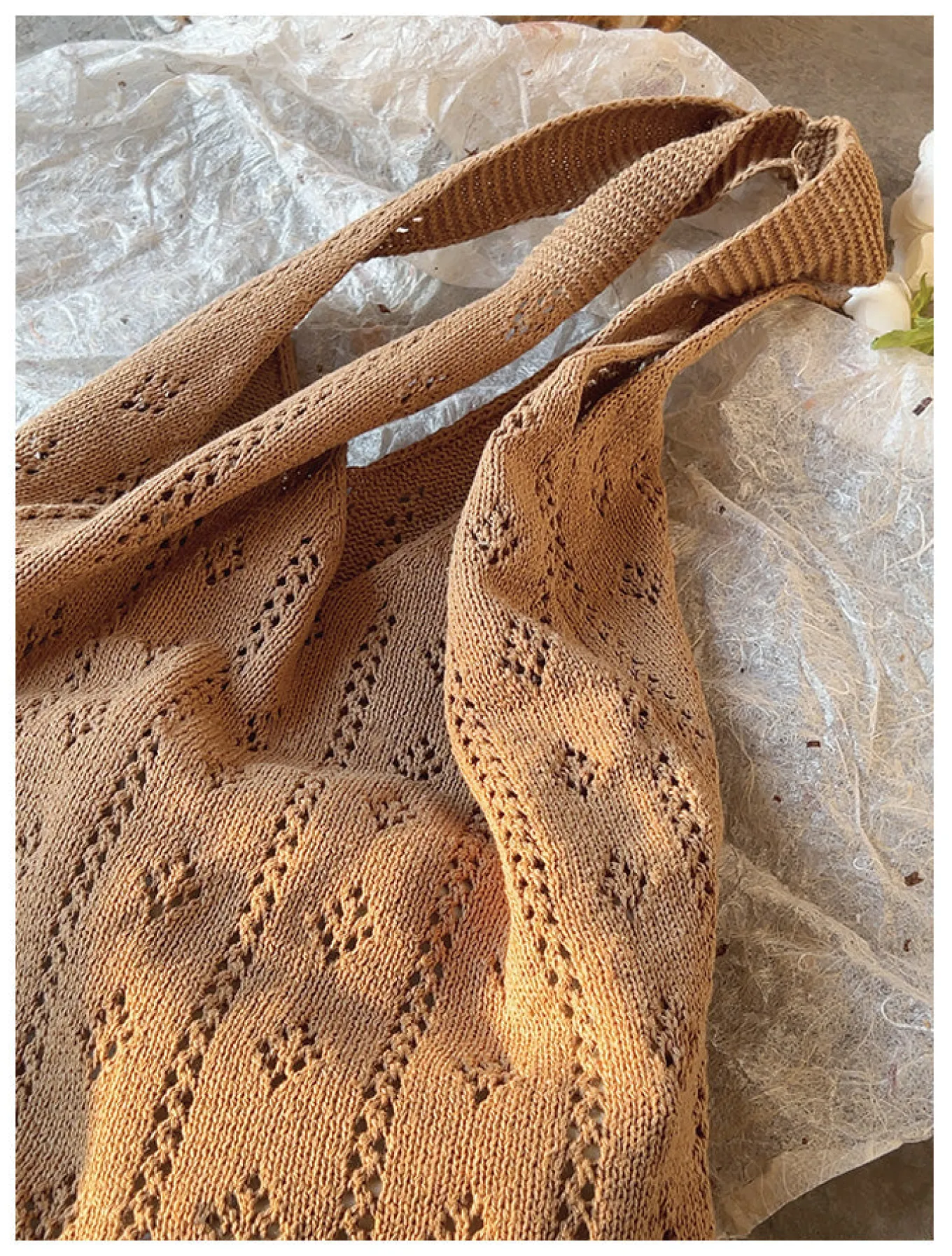 Elena Handbags Retro Cotton Knitted Shoulder Bag