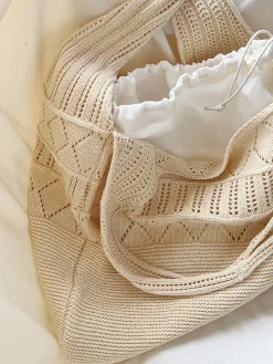 Elena Handbags Retro Cotton Knitted Shoulder Bag