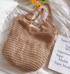 Elena Handbags Retro Cotton Knitted Tote Bag