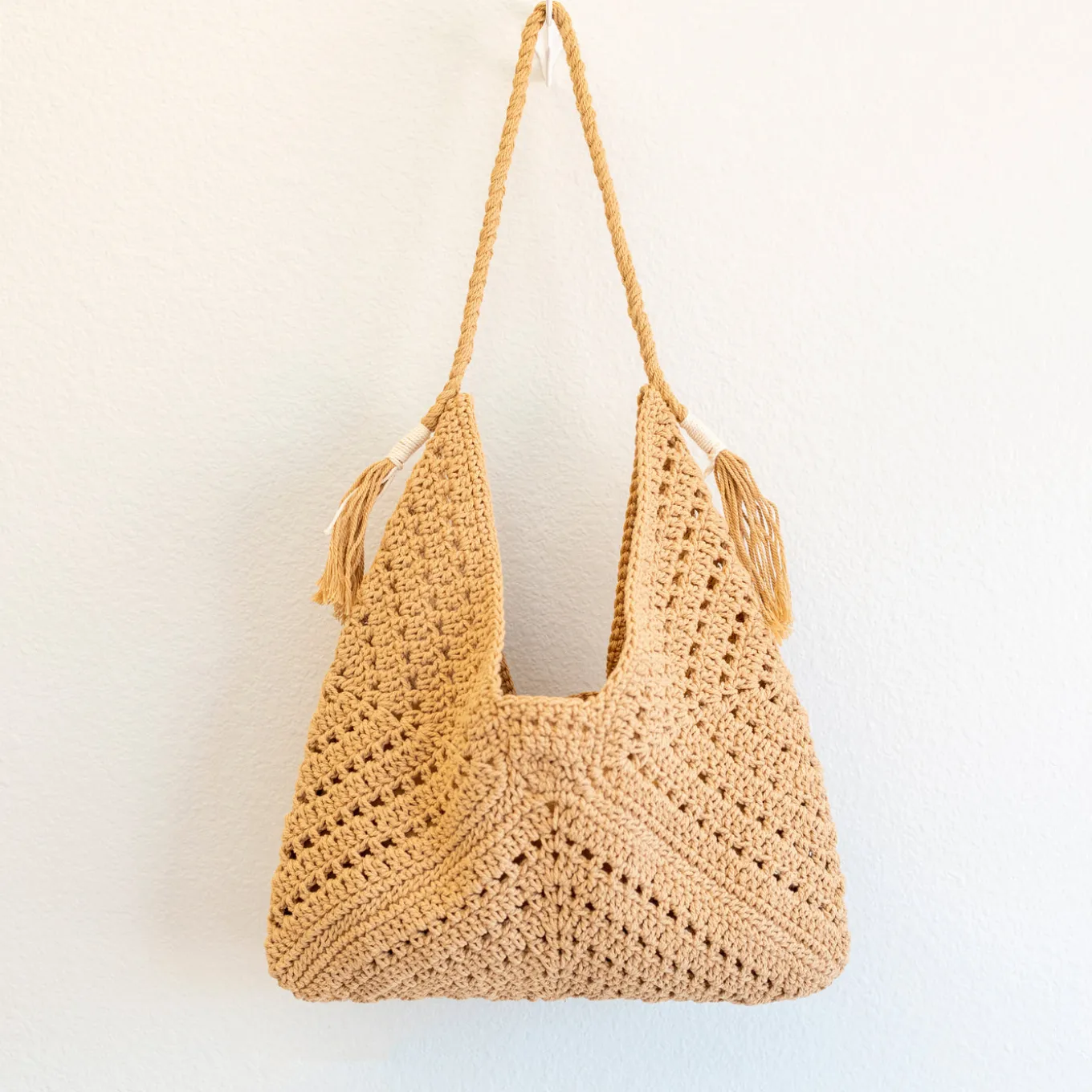 Elena Handbags Retro Cotton Crochet Shoulder Bag