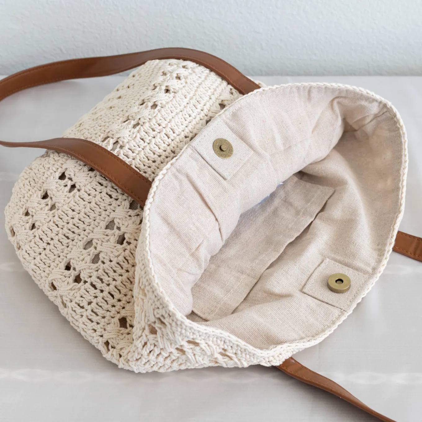 Elena Handbags Retro Cotton Knitted Shoulder Bag