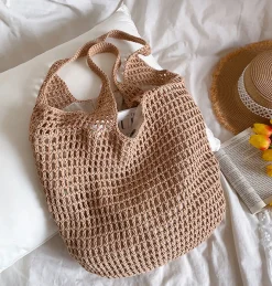 Elena Handbags Retro Cotton Knitted Tote Bag