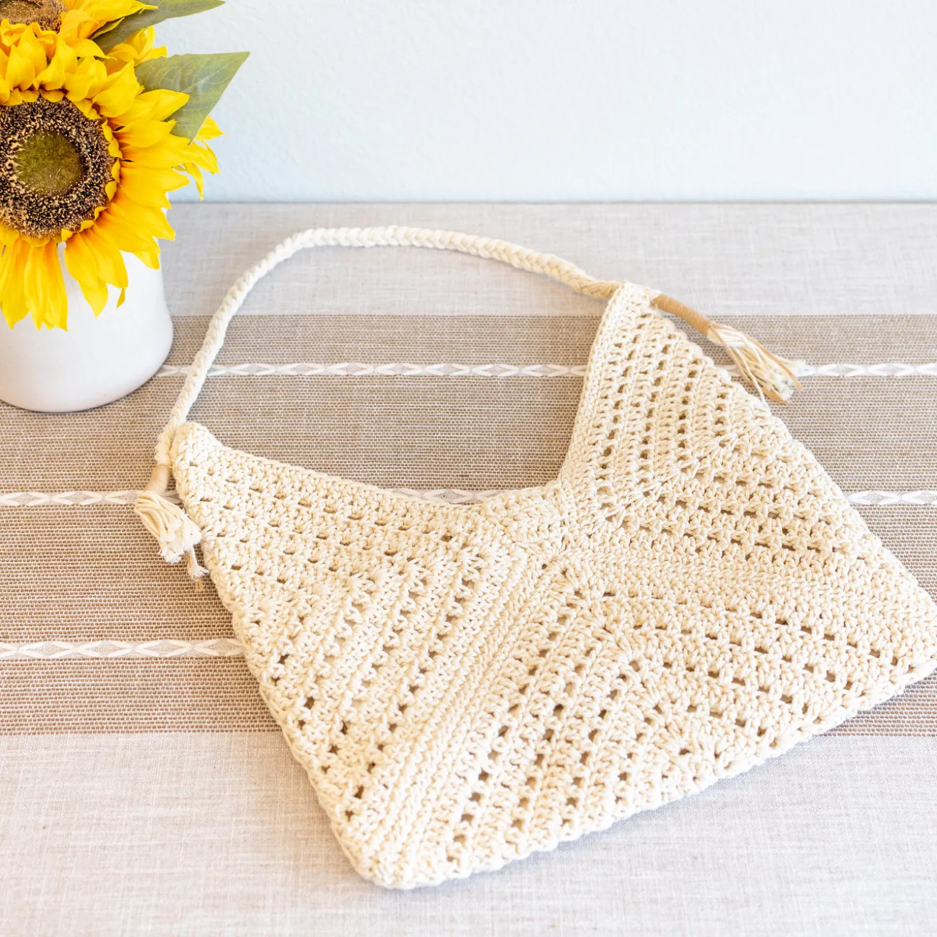 Elena Handbags Retro Cotton Crochet Shoulder Bag