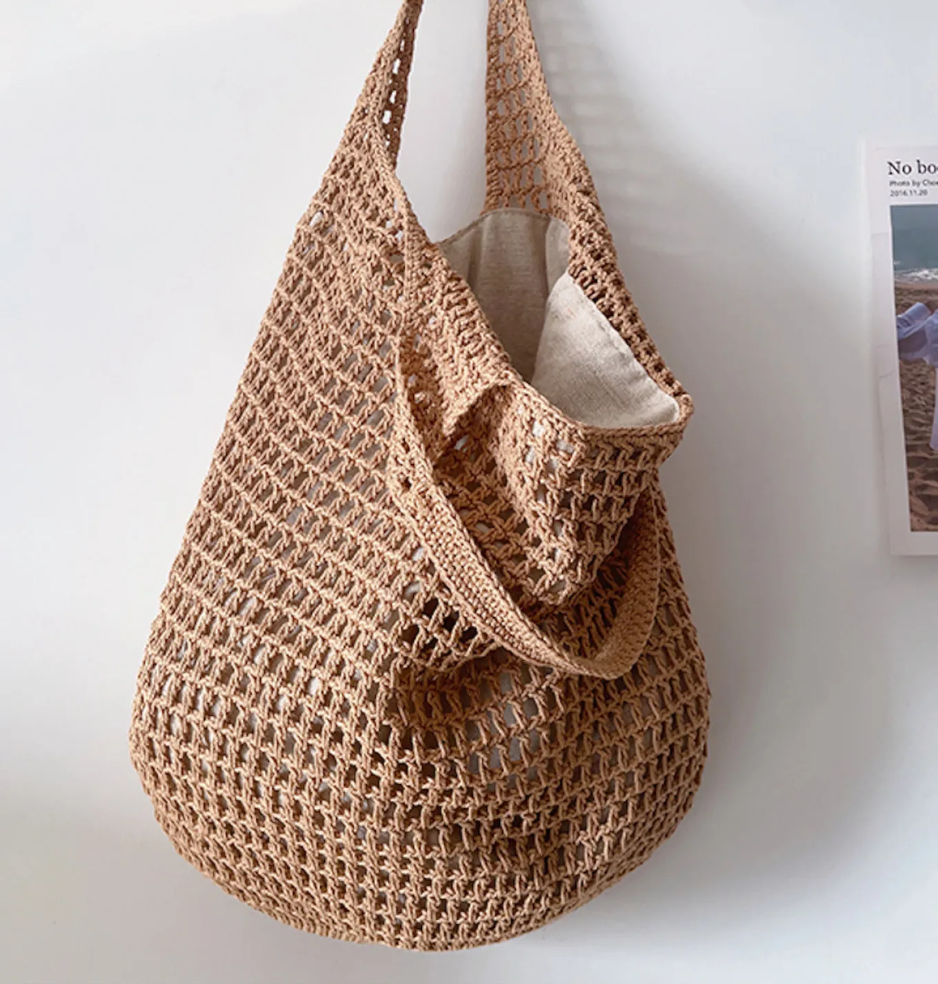 Elena Handbags Retro Cotton Knitted Tote Bag