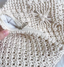 Elena Handbags Retro Cotton Macrame Crossbody Bag with Tassels