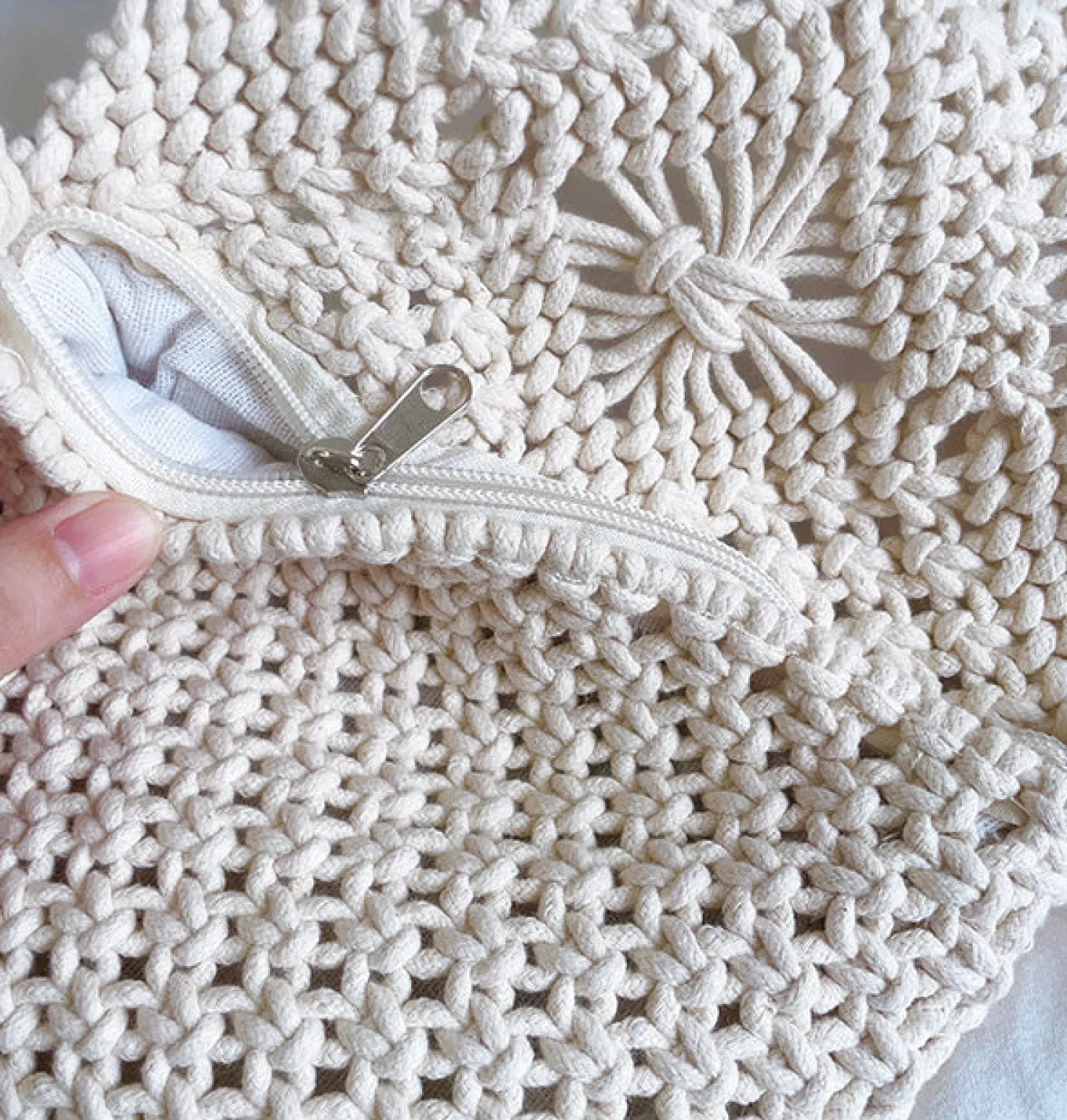 Elena Handbags Retro Cotton Macrame Crossbody Bag with Tassels