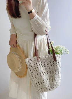 Elena Handbags Retro Cotton Knitted Shoulder Bag