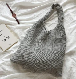 Elena Handbags Retro Cotton Knitted Shoulder Bag