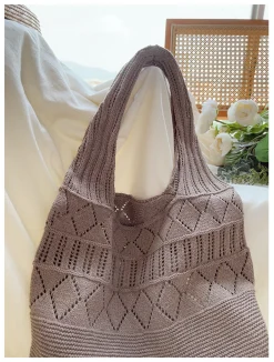 Elena Handbags Retro Cotton Knitted Shoulder Bag